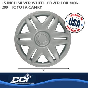 Coast to Coast Wheel Cover, 15 Inch, 12 Spoke, Silver, Plastic, Set of 4, Spring Steel Clip – IWC20515S