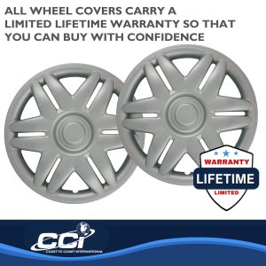 Coast to Coast Wheel Cover, 15 Inch, 12 Spoke, Silver, Plastic, Set of 4, Spring Steel Clip – IWC20515S