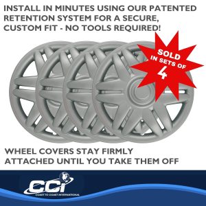 Coast to Coast Wheel Cover, 15 Inch, 12 Spoke, Silver, Plastic, Set of 4, Spring Steel Clip – IWC20515S
