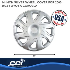 Coast to Coast Wheel Cover, 14 Inch, 8 Directional Spoke, Silver, Plastic, Set of 4, Standard Leg – IWC40414S