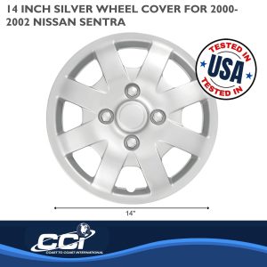 Coast to Coast Wheel Cover, 14 Inch, 8 Spoke, Silver, Plastic, Set of 4, Spring Steel Clip – IWC40814S