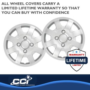 Coast to Coast Wheel Cover, 14 Inch, 8 Spoke, Silver, Plastic, Set of 4, Spring Steel Clip – IWC40814S