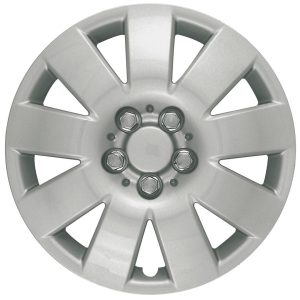 Coast to Coast Wheel Cover, 15 Inch, 9 Spoke, Silver, Plastic, Set of 4, Spring Steel Clip – IWC41015S