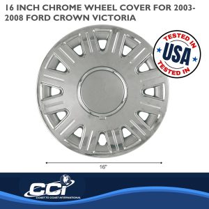 Coast to Coast Wheel Cover, 16 Inch, 12 Spoke, Chrome Plated/ Silver, Plastic, Set of 4, Outside Clip – IWC41216CN