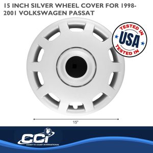 Coast to Coast Wheel Cover, 15 Inch, 10 Hole, Silver, Plastic, Set of 4, Spring Steel Clip – IWC41315S