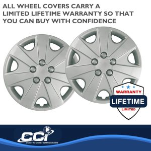 Coast to Coast Wheel Cover, 15 Inch, 7 Spoke, Silver, Plastic, Set of 4, Spring Steel Clip – IWC41415S