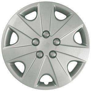 Coast to Coast Wheel Cover, 15 Inch, 7 Spoke, Silver, Plastic, Set of 4, Spring Steel Clip – IWC41415S