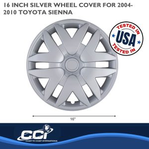 Coast to Coast Wheel Cover, 16 Inch, 6 Split Spoke, Silver, Plastic, Set of 4, Spring Steel Clip – IWC41616S