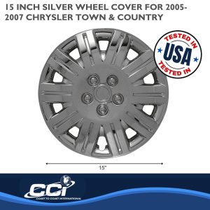 Coast to Coast Wheel Cover, 15 Inch, 10 Spoke, Silver, Plastic, Set of 4, Spring Steel Clip – IWC41915S
