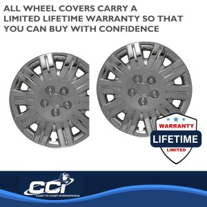 Coast to Coast Wheel Cover, 15 Inch, 10 Spoke, Silver, Plastic, Set of 4, Spring Steel Clip – IWC41915S