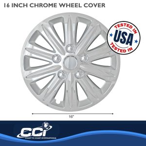 Coast to Coast Wheel Cover, 15 Inch, 10 Spoke, Chrome Plated, Plastic, Set of 4 – IWC42015C