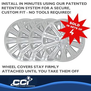 Coast to Coast Wheel Cover, 15 Inch, 10 Spoke, Chrome Plated, Plastic, Set of 4 – IWC42015C