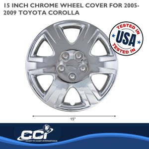 Coast to Coast Wheel Cover, 15 Inch, 6 Spoke, Chrome Plated, Plastic, Set of 4, Spring Steel Clip – IWC42215C