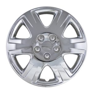 Coast to Coast Wheel Cover, 15 Inch, 6 Spoke, Chrome Plated, Plastic, Set of 4, Spring Steel Clip – IWC42215C