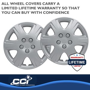 Coast to Coast Wheel Cover, 15 Inch, 6 Spoke, Silver, Plastic, Set of 4, Spring Steel Clip – IWC42215S
