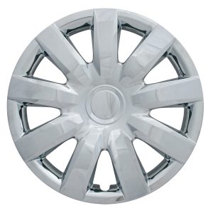Coast to Coast Wheel Cover, 15 Inch, 9 Spoke, Chrome Plated, Plastic, Set of 4, Spring Steel Clip – IWC42315C