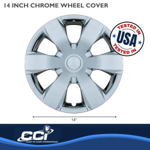 Coast to Coast Wheel Cover, 14 Inch, 6 Spoke, Chrome Plated, Plastic, Set of 4 – IWC42914C