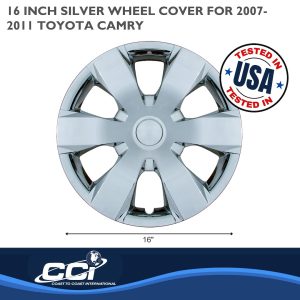 Coast to Coast Wheel Cover, 16 Inch, 6 Spoke, Silver, Plastic, Set of 4, Spring Steel Clip – IWC42916S