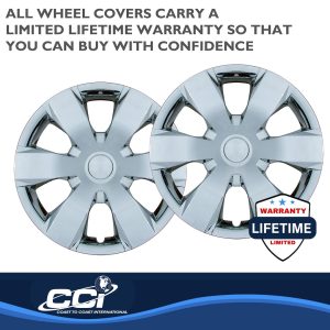 Coast to Coast Wheel Cover, 16 Inch, 6 Spoke, Silver, Plastic, Set of 4, Spring Steel Clip – IWC42916S