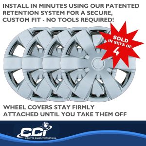 Coast to Coast Wheel Cover, 16 Inch, 6 Spoke, Silver, Plastic, Set of 4, Spring Steel Clip – IWC42916S