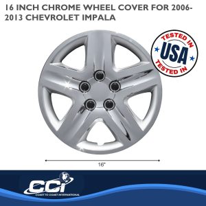 Coast to Coast Wheel Cover, 16 Inch, 5 Spoke, Chrome Plated, Plastic, Set of 4, Spring Steel Clip – IWC43116C