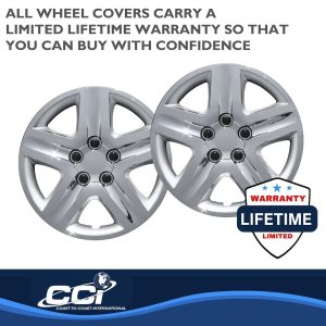 Coast to Coast Wheel Cover, 16 Inch, 5 Spoke, Chrome Plated, Plastic, Set of 4, Spring Steel Clip – IWC43116C
