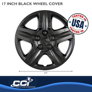 Coast to Coast Wheel Cover, 17 Inch, 5 Spoke, Gloss Black, Plastic, Set of 4 – IWC43117BLK