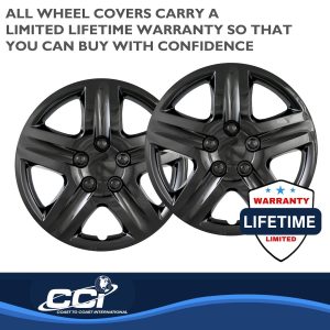 Coast to Coast Wheel Cover, 17 Inch, 5 Spoke, Gloss Black, Plastic, Set of 4 – IWC43117BLK