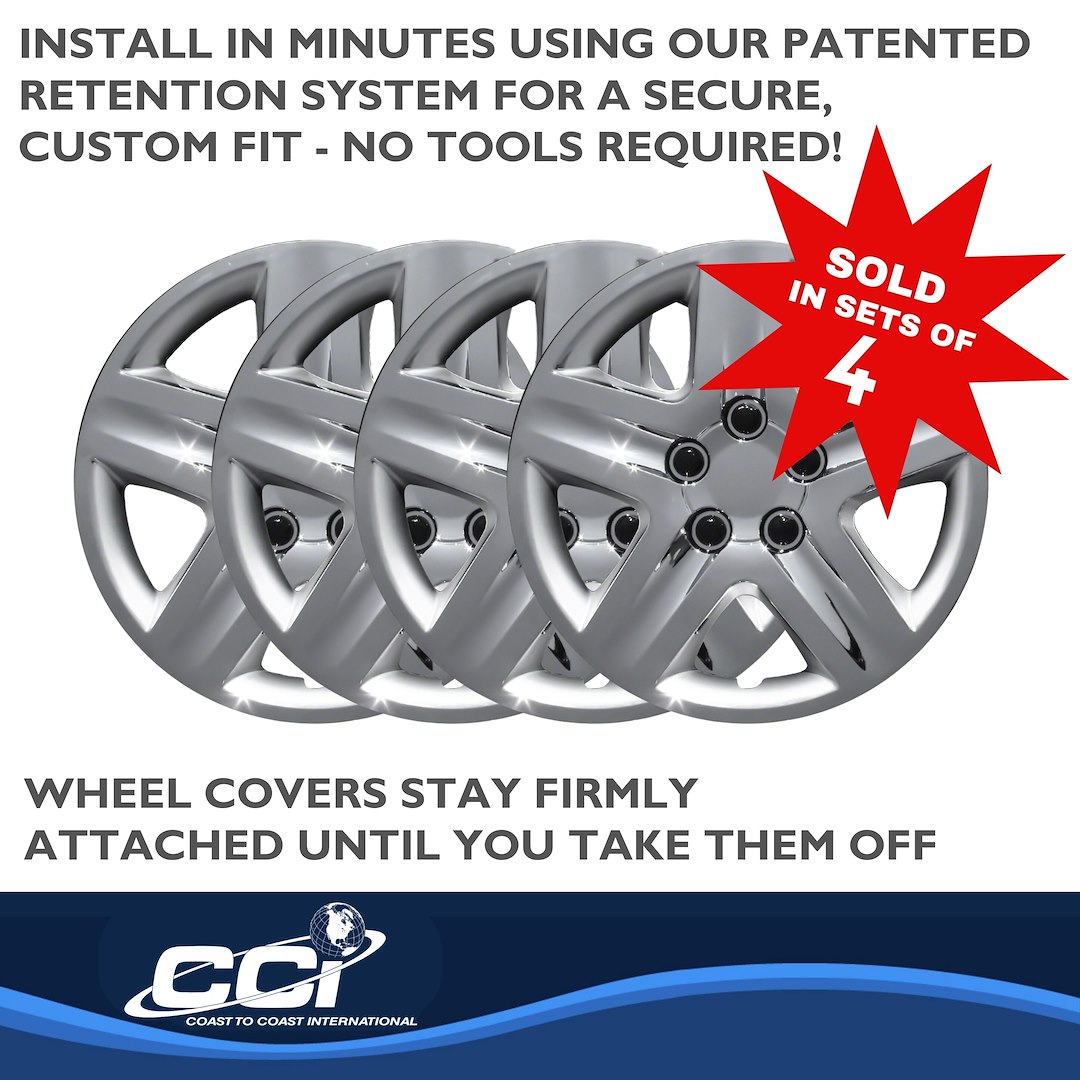 Coast to Coast Wheel Cover, 17 Inch, 5 Spoke, Chrome Plated, Plastic, Set of 4 – IWC43117C