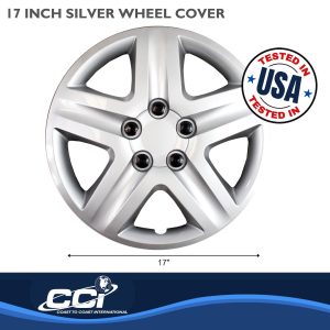 Coast to Coast Wheel Cover, 17 Inch, 5 Spoke, Silver, Plastic, Set of 4 – IWC43117S