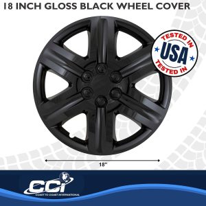 Coast to Coast Wheel Cover, 18 Inch, 6 Spoke, Gloss Black, Plastic, Set of 4 – IWC43118BLK