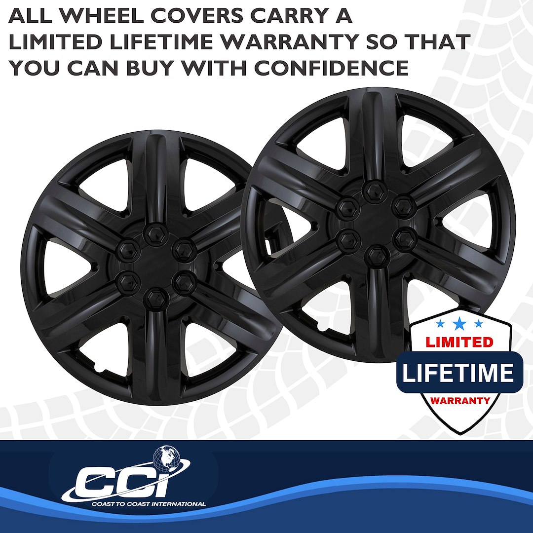 Coast to Coast Wheel Cover, 18 Inch, 6 Spoke, Gloss Black, Plastic, Set of 4 – IWC43118BLK