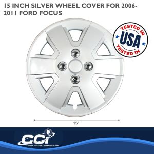 Coast to Coast Wheel Cover, 15 Inch, 6 Spoke, Silver, Plastic, Set of 4, Spring Steel Clip – IWC43215S