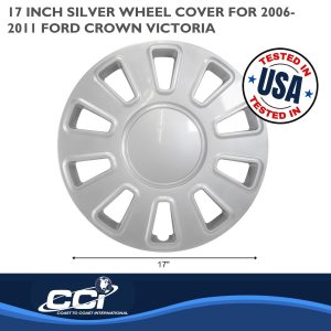 Coast to Coast Wheel Cover, 17 Inch, 10 Spoke, Silver, Plastic, Set of 4, Push on – IWC43317S