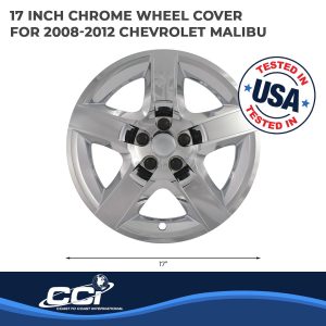 Coast to Coast Wheel Cover, 17 Inch, 5 Spoke, Chrome Plated, Plastic, Set of 4, Lug Covers – IWC43517C