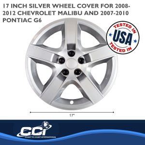 Coast to Coast Wheel Cover, 17 Inch, 5 Spoke, Silver, Plastic, Set of 4, Lug Covers – IWC43517S