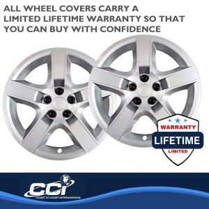 Coast to Coast Wheel Cover, 17 Inch, 5 Spoke, Silver, Plastic, Set of 4, Lug Covers – IWC43517S