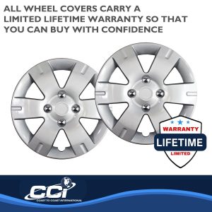 Coast to Coast Wheel Cover, 15 Inch, 6 Spoke, Silver, Plastic, Set of 4, Standard Leg – IWC43615S