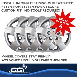 Coast to Coast Wheel Cover, 16 Inch, 5 Spoke, Silver, Plastic, Set of 4, Bolt on – IWC43716S
