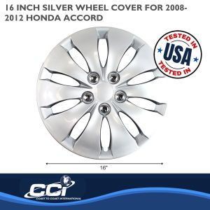 Coast to Coast Wheel Cover, 16 Inch, 10 Spoke, Silver, Plastic, Set of 4, Spring Steel Clip – IWC43916S
