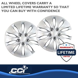 Coast to Coast Wheel Cover, 16 Inch, 10 Spoke, Silver, Plastic, Set of 4, Spring Steel Clip – IWC43916S