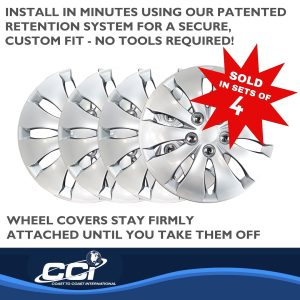 Coast to Coast Wheel Cover, 16 Inch, 10 Spoke, Silver, Plastic, Set of 4, Spring Steel Clip – IWC43916S