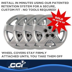 Coast to Coast Wheel Cover, 16 Inch, 5 Spoke, Chrome Plated, Plastic, Set of 4, For 3275 Wheels, Lug Covers – IWC44016C