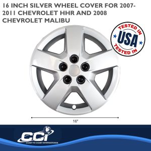 Coast to Coast Wheel Cover, 16 Inch, 5 Spoke, Silver, Plastic, Set of 4, For 3275 Wheels, Lug Covers – IWC44016S