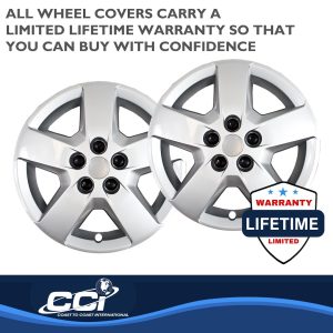 Coast to Coast Wheel Cover, 16 Inch, 5 Spoke, Silver, Plastic, Set of 4, For 3275 Wheels, Lug Covers – IWC44016S