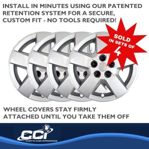 Coast to Coast Wheel Cover, 16 Inch, 5 Spoke, Silver, Plastic, Set of 4, For 3275 Wheels, Lug Covers – IWC44016S
