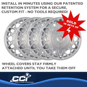 Coast to Coast Wheel Cover, 15 Inch, 12 Split Spoke, Chrome Plated, Plastic, Set of 4, Lug Covers – IWC44115C