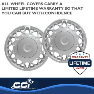 Coast to Coast Wheel Cover, 15 Inch, 12 Split Spoke, Silver, Plastic, Set of 4, Lug Covers – IWC44115S