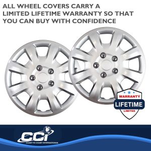 Coast to Coast Wheel Cover, 16 Inch, 8 Spoke, Silver, Plastic, Set of 4, Standard Leg – IWC44216S