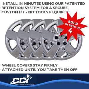 Coast to Coast Wheel Cover, 16 Inch, 5 Spoke, Chrome Plated, Plastic, Set of 4, Standard Leg – IWC44316C